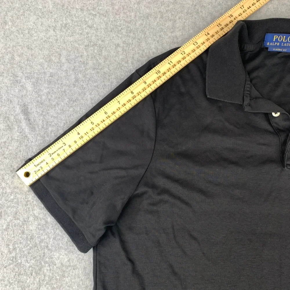 Polo Ralph Lauren Polo Shirt Mens Large Black Classic Fit Short Sleeve Pony Logo